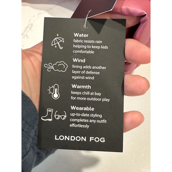 NWT London Fog Dusty Pink Quilted Faux Fur Puffer Coat Girl's Large - Picture 4 of 12